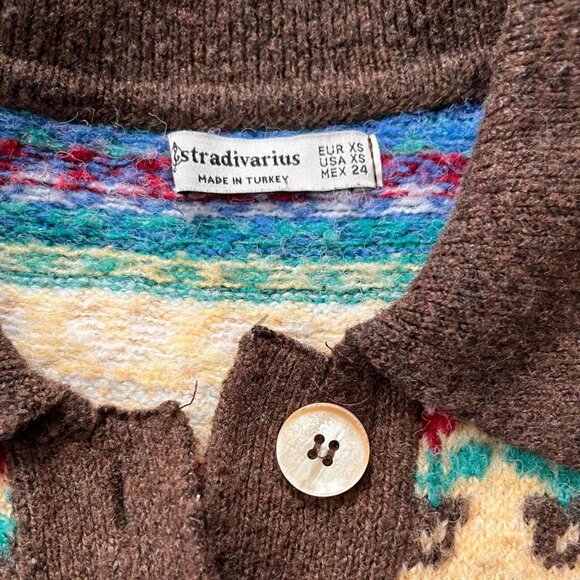 Vintage style Stradivarius fair isle cardigan - Picture 4 of 5
